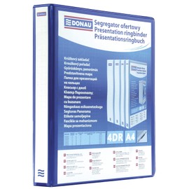 DONAU 2788404PL-10 Presentation Ring Binder Presentation / Blue / 4-D Ring Mechanism DIN A4 Filling Height 40 mm / with Pockets / Pack of 1