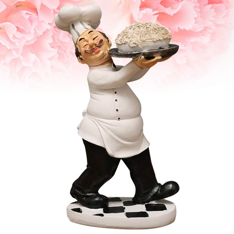 WINOMO Chef Figures Decorative Kitchen Chef Figure Chef with Pasta