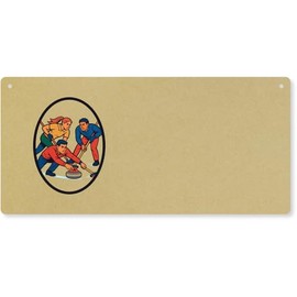 'Curling Match Action' Large Wooden Wall Plaque/Door Sign (DP00068616)