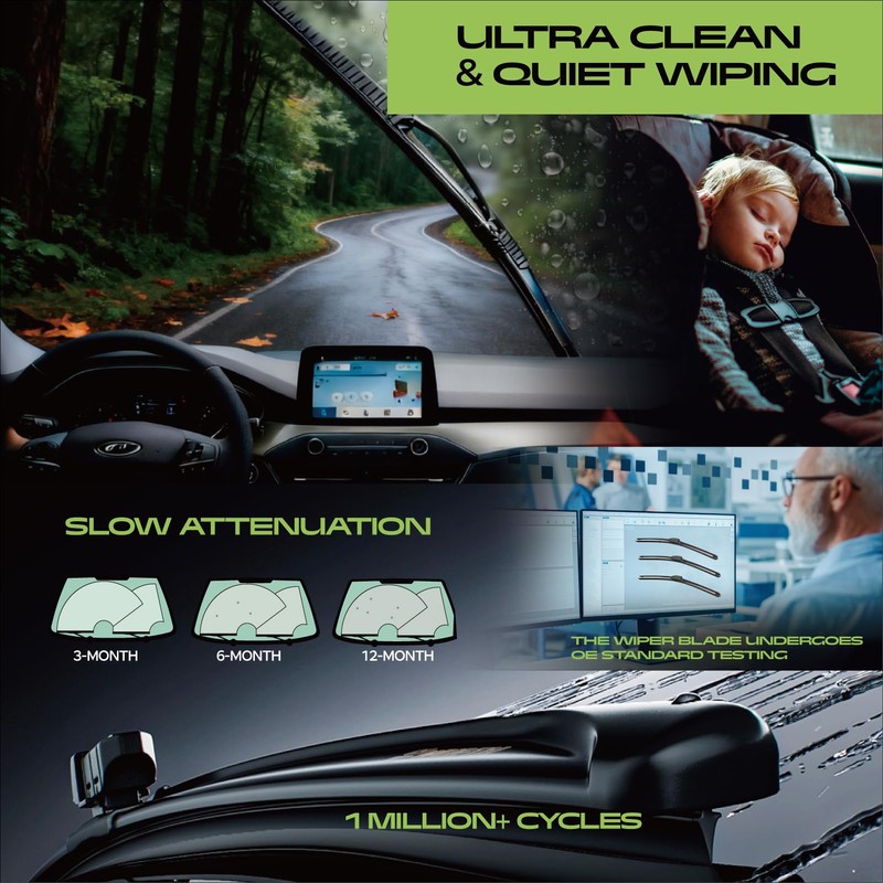 TOSTMOLT 3pcs Front+Rear Direct Fit Windshield Wiper Blades Compatible With