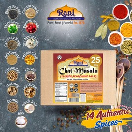 Rani Chat Masala (14 Spice Seasoning Salt) Tangy Indian Seasoning 400oz (25lbs) 11.36kg Bulk Box ~ All Natural | No MSG | Vegan | No Colors | Gluten Friendly | NON-GMO | Kosher | Indian Origin