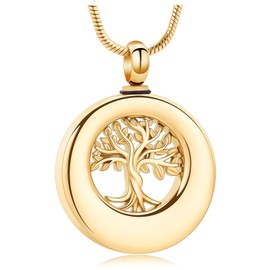 Circle of Life Urn Necklace for Ashes Stainless Steel Eternity Keepsake Memorial Cremation Jewellery for Ash Pendant Locket, Stainless Steel, No Gemstone