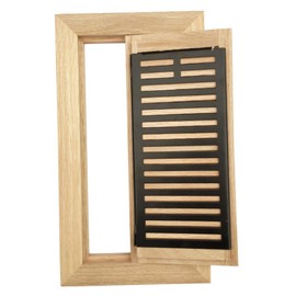 White Oak Wood Flush Mount Floor Register Vent Cover, 2-1/4 x 12 Inch (Duct Opening), 3/4 Inch Thickness, with Damper, Unfinished