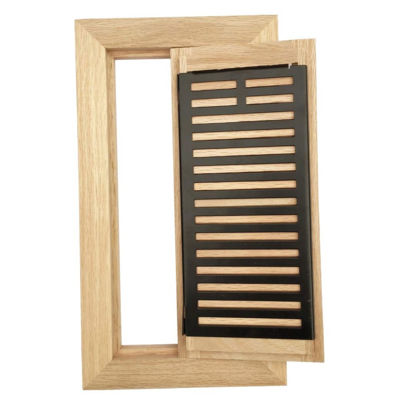White Oak Wood Flush Mount Floor Register Vent Cover, 2-1/4