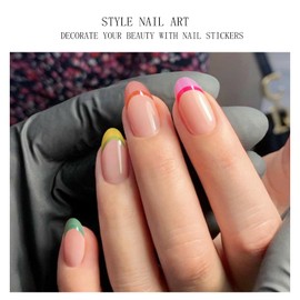 JMEOWIO Nagelfolie Bunte French Tip Gel Nail Nagelfolien Selbstklebend Nagelsticker Uv Härtend Dekoration Nageldesign Zubehör