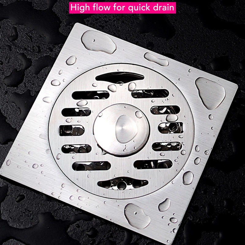 Square Shower Drain Kit 4.3in Stainless Steel Anti Clogging Odor