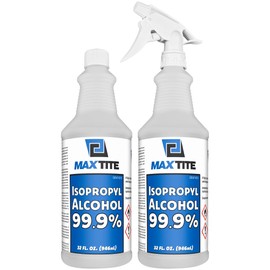 MaxTite 99.9% Isopropyl Alcohol (Half-Gallon (2 Pack, 32 fl oz) - Includes Heavy-Duty Spray Nozzle - Made in USA