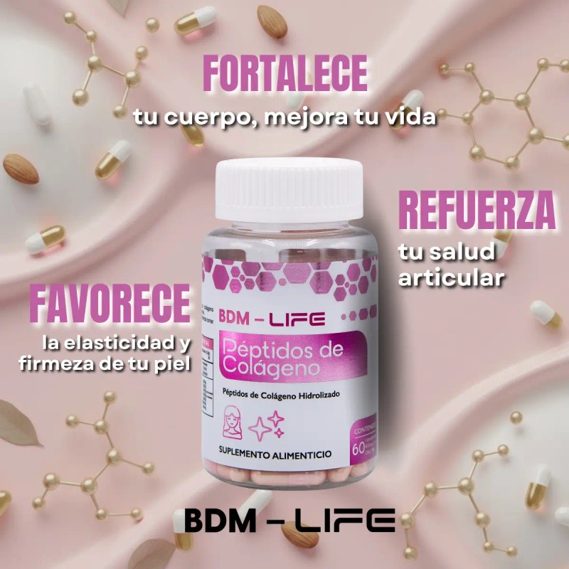 Colágeno Hidrolizado Sabor Bdm Lab 180 Cápsulas Libre Gluten