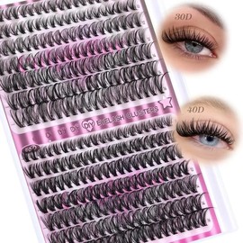 Calphidar Eyelash Clusters Lash Clusters Wispy Individual Lashes 476PCS D-curly Lash Extension 10-16MM Natural Lashes Clusters DIY Cluster Eyelash Extensions for Beginners:_D-30D+40D