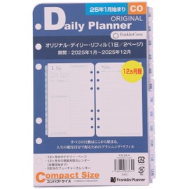 Franklin Planner Original Daily Refill, 12 Month Edition, Begins January 2025, Compact 86364