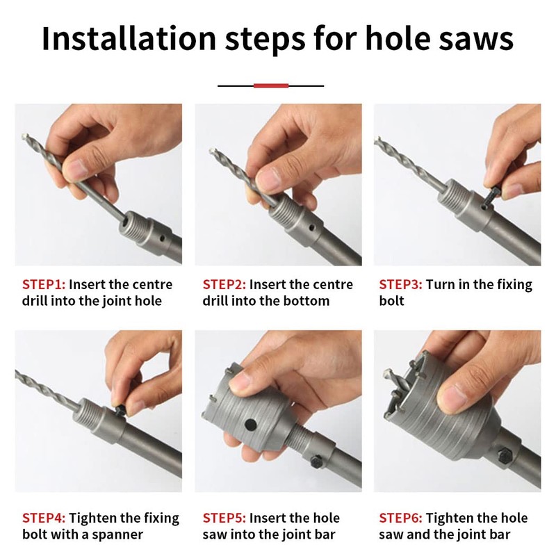 Concrete drill bit 40mm with SDS bit and 110mm adapter,