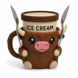 ZZ LIFE Highland - Soporte para pintas de helado de vaca – Se adapta a pintas estándar – Ranuras para cuchara doble – Mantiene las manos calientes – Diseño único con colores vibrantes – Funda de