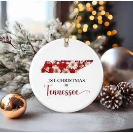 JohnPartners993 1st Christmas in Tennessee Ornament - New Home in Tennessee Gift - Tennessee State Moving to Tennessee Present Printed on Both Sides