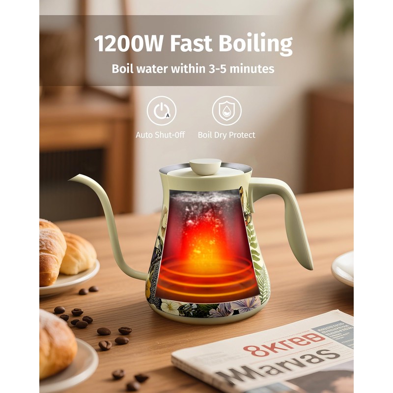 INFOOD 0.8L Gooseneck Electric Kettle, Precise Temperature Control for Pour