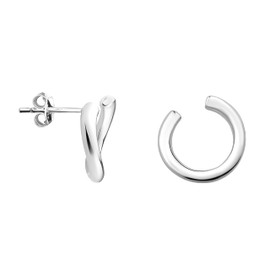 SOFIA MILANI - Women's Earrings 925 Silver - Curved Circle Stud Earrings, Sterling silver, No Gemstone