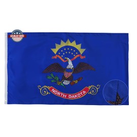 TOPFLAGS North Dakota Flag 3x5 Made in USA-Double Sided and 3 Ply North Dakota State Flags Heavy Duty for Outdoor with 2 Brass Grommets 4 Stitching Rows Heavy Duty Nylon , Vivid Color
