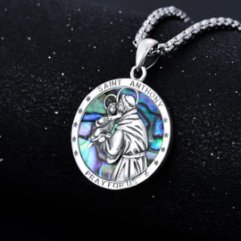 Shusukue Saint Michael / George / Christopher / Joseph Pendant Chain 925 Sterling Silver Michael Archangel Medal Necklace Religious Amulet Necklace for Women and Men Gifts for Boys Women, Sterling