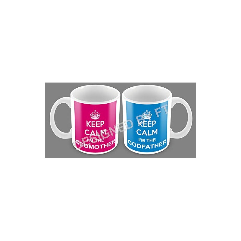Keep Calm I'm The Godmother/Godfather Set of Two Ceramic White