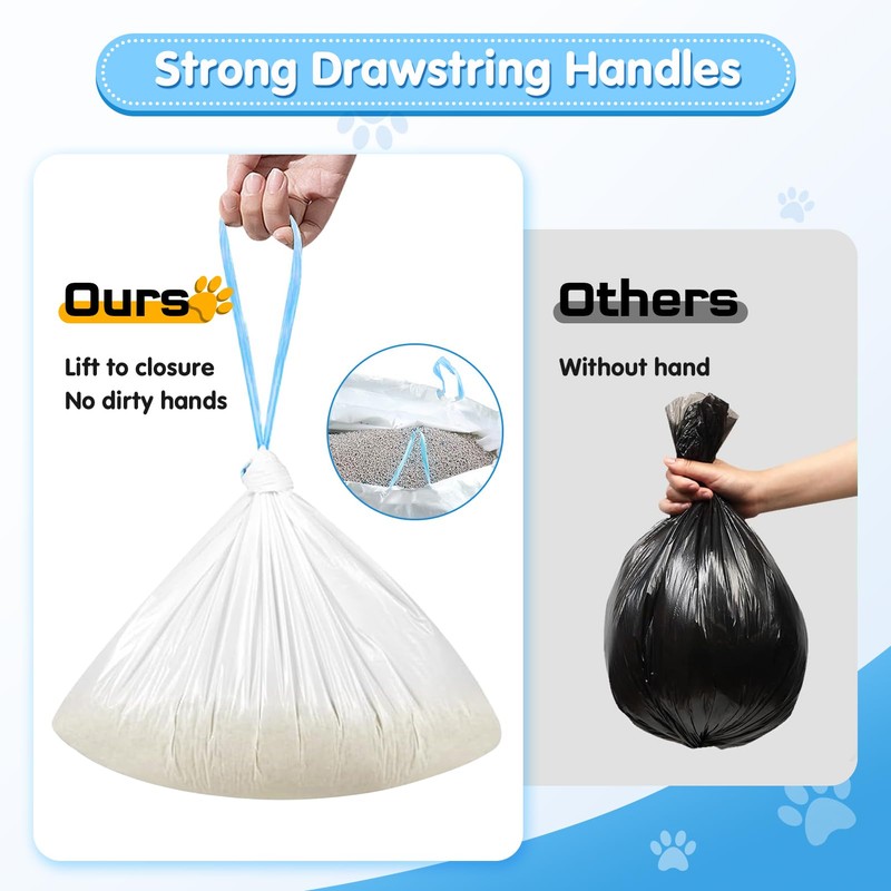 Self-Cleaning Litter Box, Drawstring Litter Box Liners, 60 Count Waste