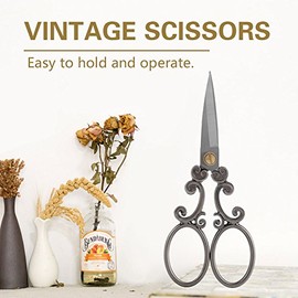 ZJchao Mini Vendimia de, Tijeras de Costura, Tijeras de Costura Vintage Acero Inoxidable de Costura Tijeras clásico de Corte y Costura artesanía Bordado Herramienta(Silver Silver)