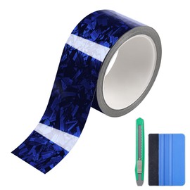 Lypumso Gloss Forged Carbon Fiber Tape for Chrome Delete Door Sill Protector Window Trim Blackout Vinyl Wrap, Car Auto Vehicle DIY Detailing Protection Film with Tool Kit (Blue, 2inch x 30ft)