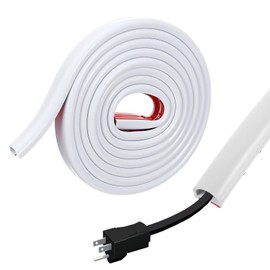 Ptwola Cord Hider Raceway Kit 78.7 inches Wall Cable Hider Self-Adhesive Cord Management Covers on Wall Mount for TV Home Office W0.59 X H0.39in White