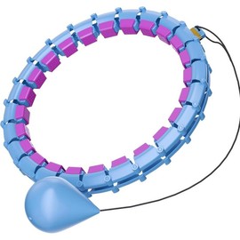 Plus Size Silent Weighted Hula Infinity Fitness Detachable Hoops 65-Inch 32 Knot  Smart Noiseless for Women 2-in-1 Waist and Home Workout Equipment - Color: 32K - Blue