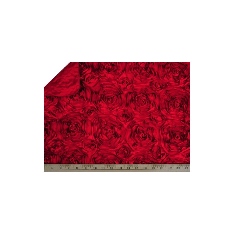 Red 54-Inch Wide Premium Satin Rosette Ribbon Fabric By the