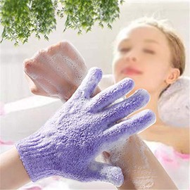 Miss-shop Dusche Handschuh,Badehandschuhe 5 Paar Doppelseitige Nylon Peeling Handschuhe Body Scrubbing Handschuh für Männer Frauen Kinder, 5 Farben