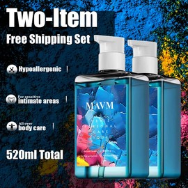 MAVM Men's Daily Intimate Wash with Blue Fragrance, pH Balanced Cleanser Outdoorfun Body Care, Pure Fresh, Zero Stress.:_520ml Two Boxes