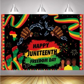LOONELO Happy Juneteenth Backdrop Banner 1865 June Nineteenth Freedom Day Party Decoration 70.8x43.3 Inch, June 19th Independence Day Photo Booth Props for African American Home Office Party Supplies