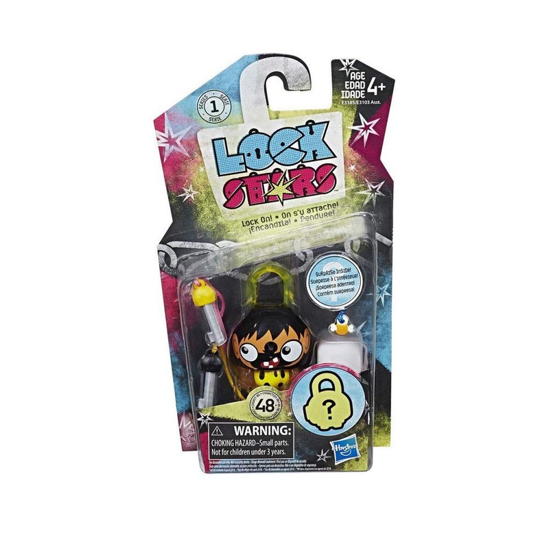 Hasbro E3103 Lock Stars Single Series 1 Padlock, Black/neon Orange