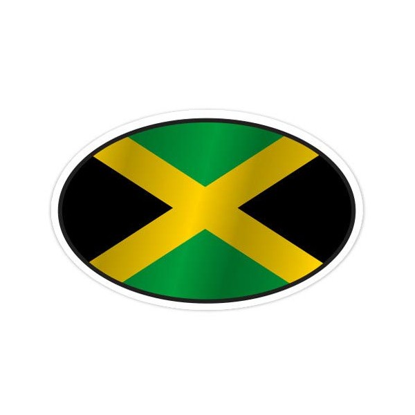 GT Graphics Jamaica Flag Oval - 12" Vinyl Sticker Waterproof Decal