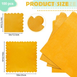 Fuutreo 100 Pcs Scalloped Cocktail Napkins Thick Paper Disposable Party Napkins Beverage Tissue for Wedding Dinner Birthday Supplies, 5 x 5 Inches(Mustard)
