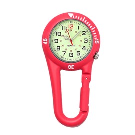 VOSO Clip on Carabiner Luminous Face FOB Watch Digital for Doctors Nurses Paramedics Chefs Sport Unisex Men Women (Red)