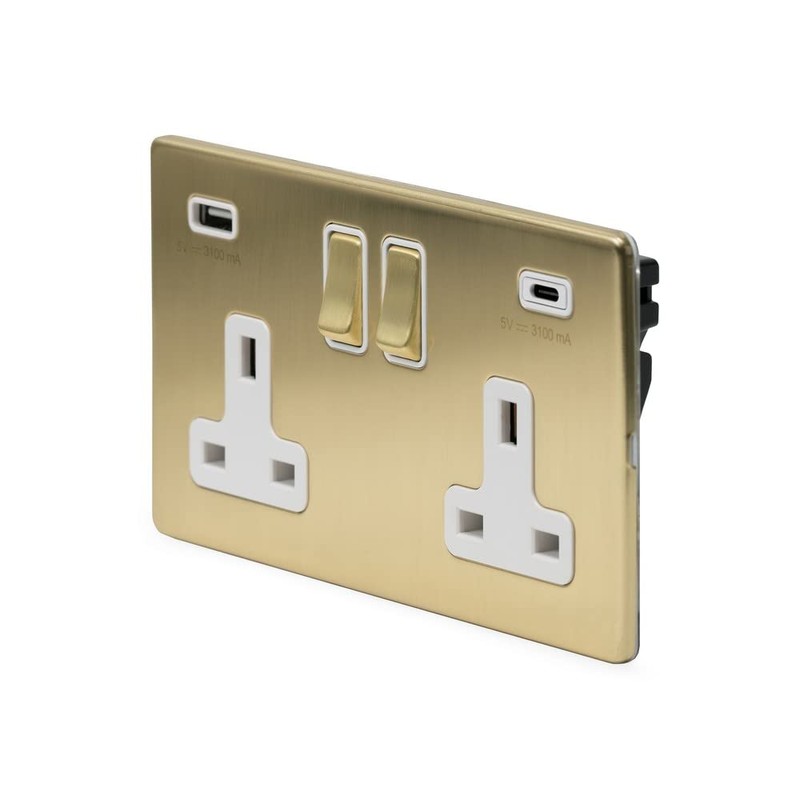 Soho Lighting Brushed Brass 2 Gang USB A + C