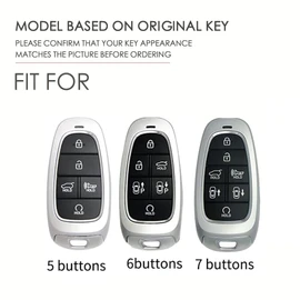 ontto Car Key fob Cover Fit for Hyundai Santa Fe Tucson 2022 Nexo NX4 Atos Solaris Prime 2021 Key case TPU Remote Key Shell Holder Bag Keychain Keyring Protector Accessories 6 Buttons White