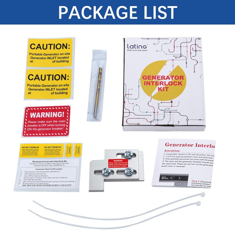 LATING Generator Interlock for Square D QO or Homeline 100