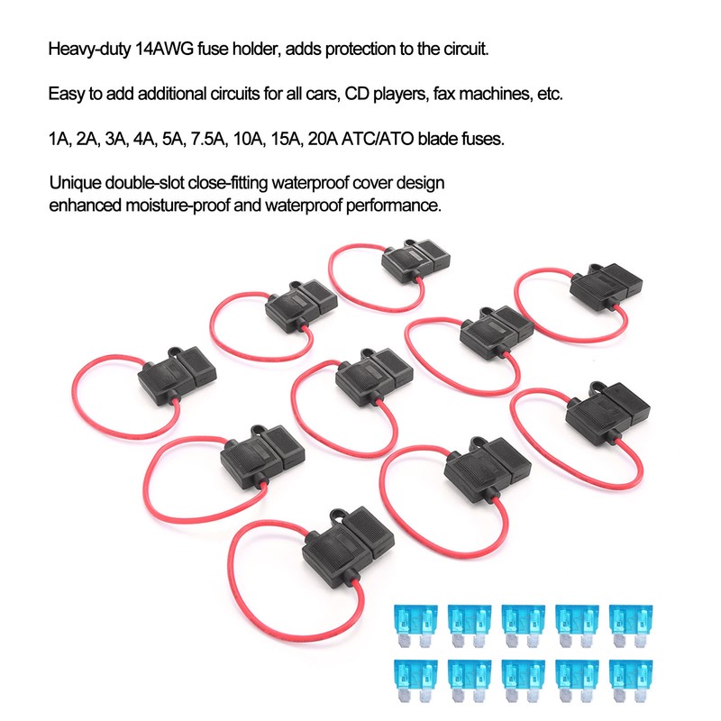 Inline Fuse Holder ATC/ATO AddaCircuit Waterproof Car Fuse Holder with