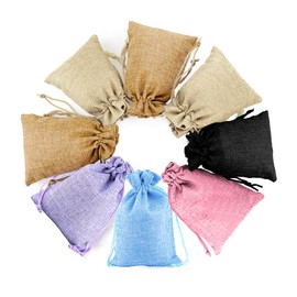 Kyezi Design and Craft 3 x 4 inch (8 cm x 10 cm) Cotton Linen Drawstring Gift Bags Small Drawstring Jewelry Pouch Wedding Favors Party Favor Candy Bags (Mixed Random Colors, 10 bags)