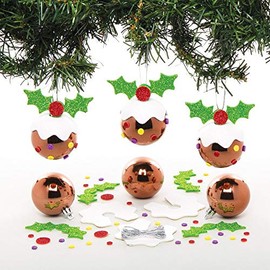 Baker Ross AT231 Christmas Pudding Bauble Kits (Pack of 6) -Festive Arts and Crafts, Assorted