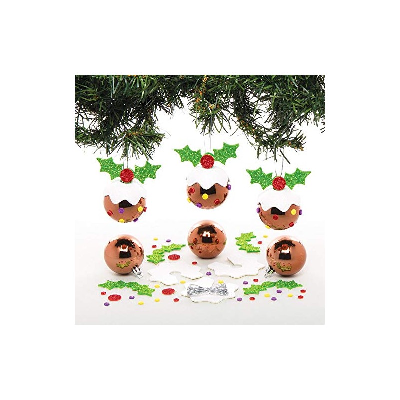 Baker Ross AT231 Christmas Pudding Bauble Kits (Pack of 6)