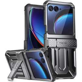 Poetic Spartan Case For Moto Razr + Plus 2023 Kickstand Hybrid Cover Gun metal