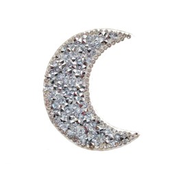 5 pcs Rhinestones Moon Patches Crystal Embroidered Moon Sticker Applique Iron-on Transfer Moon Badges Bling (White)