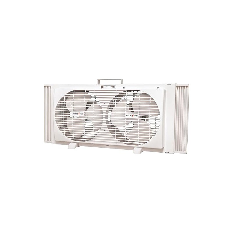 EUROSTAR Twin Window Fan, White, 33 Inch