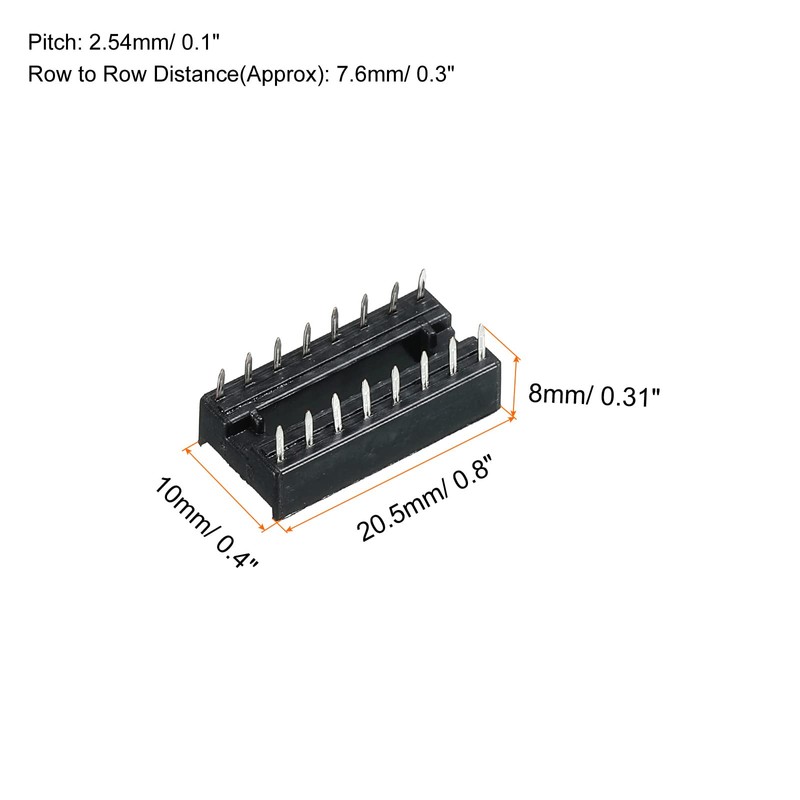 sourcing map DIP IC Chip Socket Adapter Flat Pin 16P