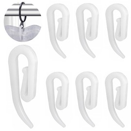 White Plastic Curtain Hooks for Door,Window Curtain Header Tape Drapery Hooks 20 Pack 2.8x1.2cm