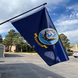 KEYCA Embroidery Navy Flags 3x5 Outdoor Heavy Duty Double Sided 340D Nylon Vivid Color Anti-Fading with 2 Brass Grommets for Home/Company/Indoor Outdoor Decoration