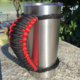 MOCE Handmade Paracord Handle for Yeti/Rtic/Ozark Trail Rambler 20 Oz Tumbler. Red/Black