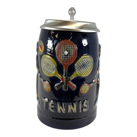 King-Werks Tennis Player German Beer Stein with Flat Pewter Lid .5L ONE Mug Made in Germany